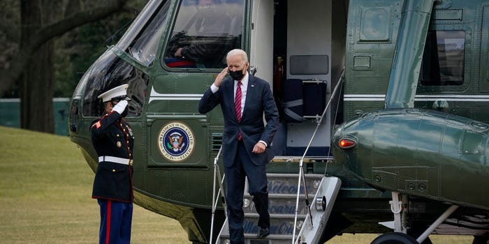 Joe Biden exiting Marine 1